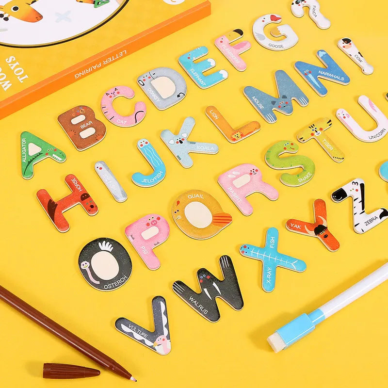 Montessori Wooden 26Pcs Magnetic English Letters Board
