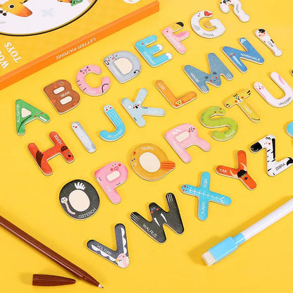 Montessori Wooden 26Pcs Magnetic English Letters Board