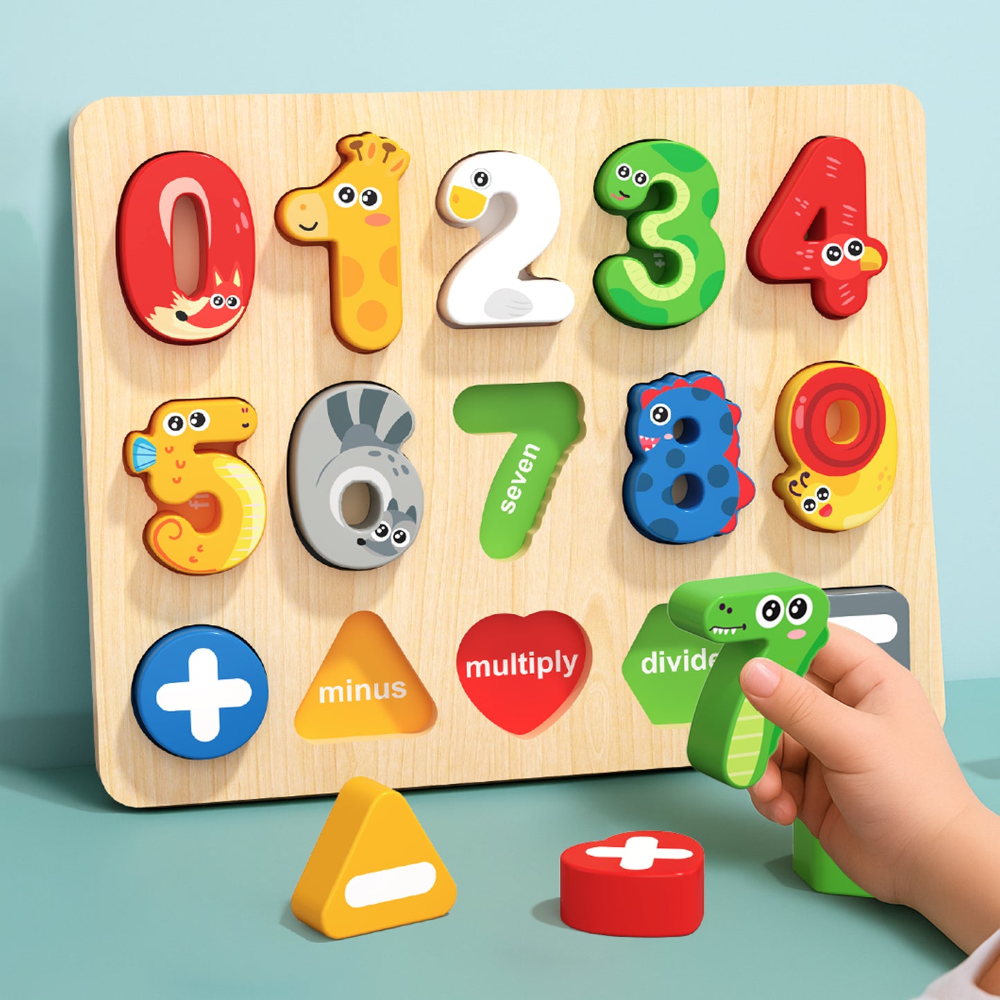 3D Colorful Alphabet Number Puzzle Montessori Wooden Puzzles