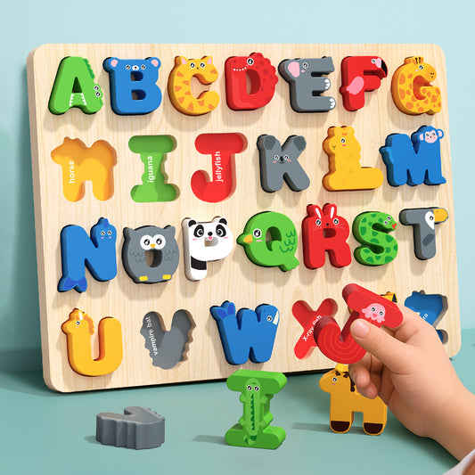3D Colorful Alphabet Number Puzzle Montessori Wooden Puzzles